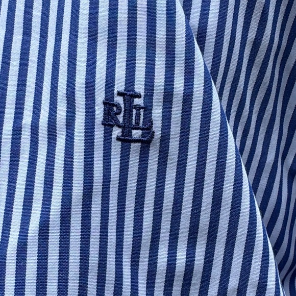 Ralph Lauren Navy and White Striped Button Down Shirt - Picture 4 of 4